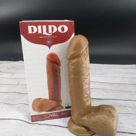 Dương vật giả có đế da nâu Royal Ares