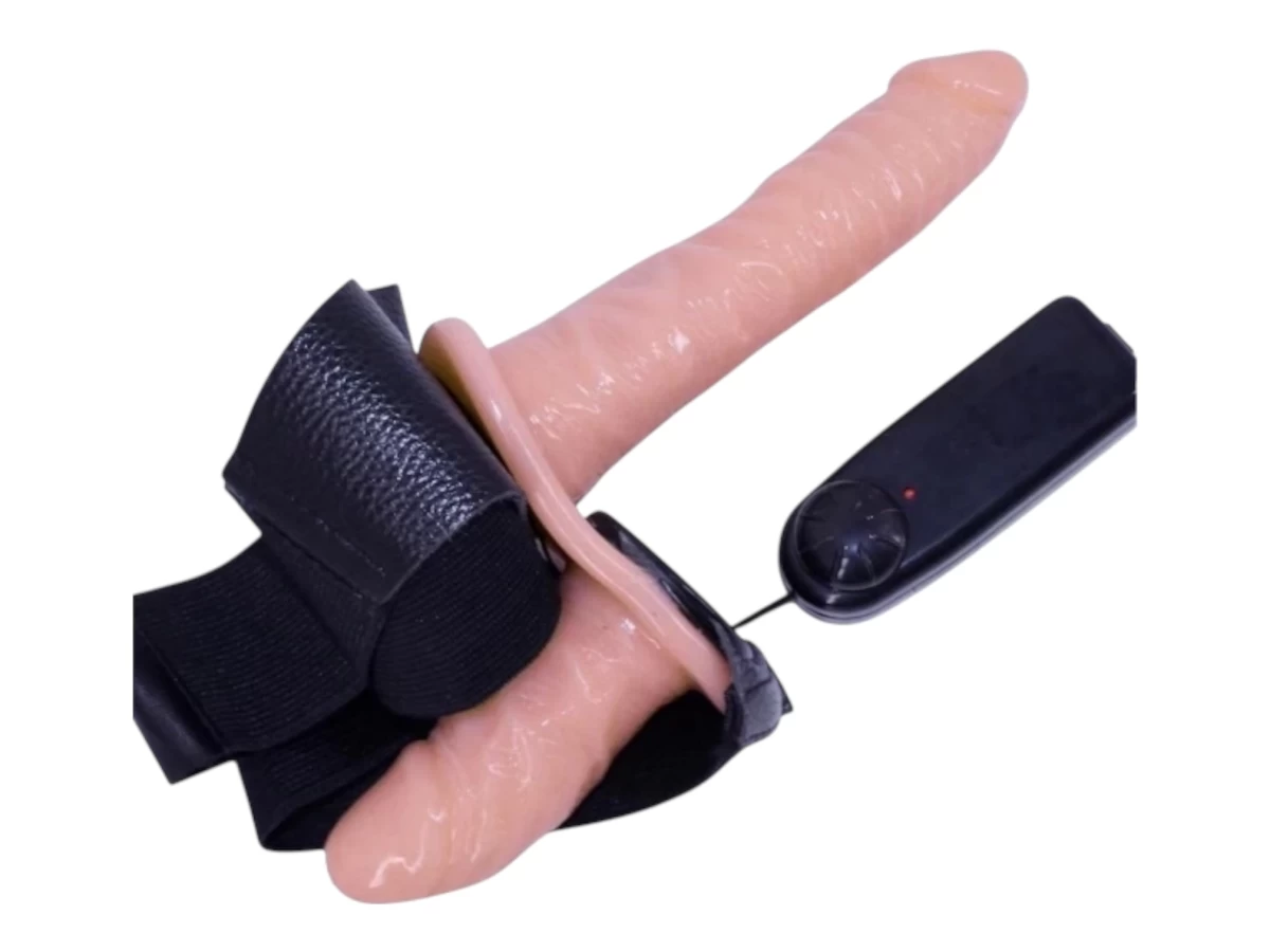 Dương vật giả c&oacute; d&acirc;y đeo 2 đầu Ultra Doube Head có rung