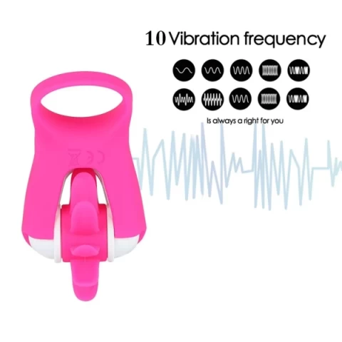 Vòng đeo dương vật lưỡi xoay CHI rung10 chế độ