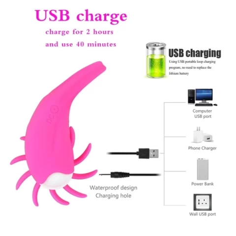 Vòng đeo dương vật lưỡi xoay CHI rung10 chế độ