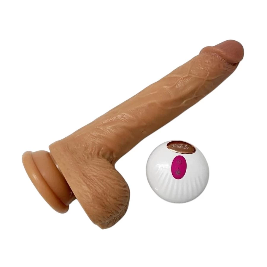 Dương vật giả có đế Real Dildo rung, thụt, phát nhiệt điều khiển từ xa