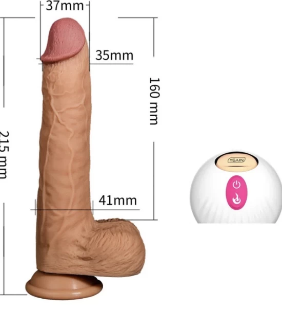 Dương vật giả có đế Real Dildo rung, thụt, phát nhiệt điều khiển từ xa