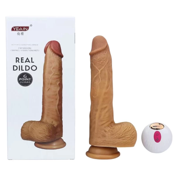 Dương vật giả có đế Real Dildo rung, thụt, phát nhiệt điều khiển từ xa