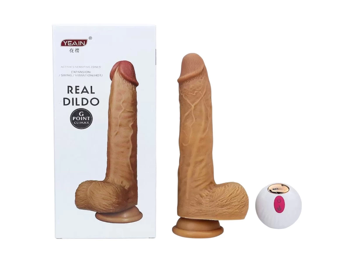 Dương vật giả có đế Real Dildo rung, thụt, phát nhiệt điều khiển từ xa