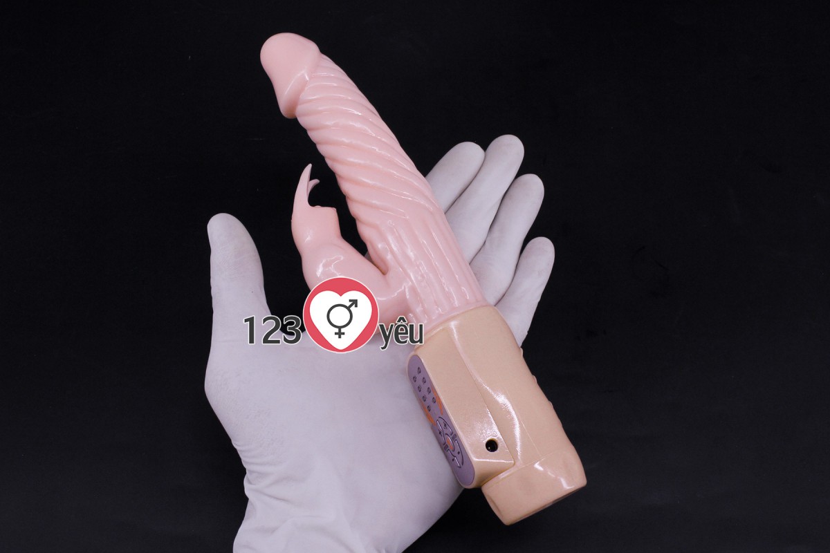 Dương vật giả Fire Bunny rung, ngoáy ph&aacute;t nhiệt pin sạc 3