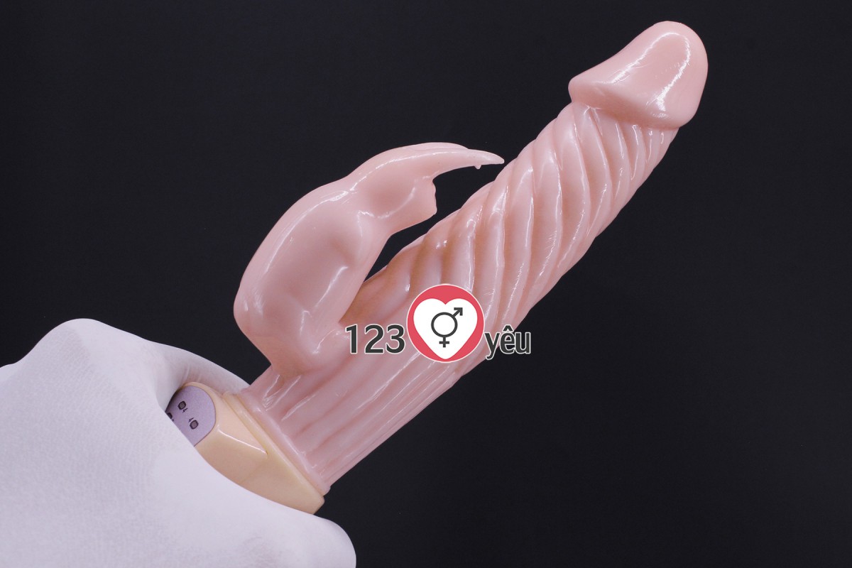 Dương vật giả Fire Bunny rung, ngoáy ph&aacute;t nhiệt pin sạc 4