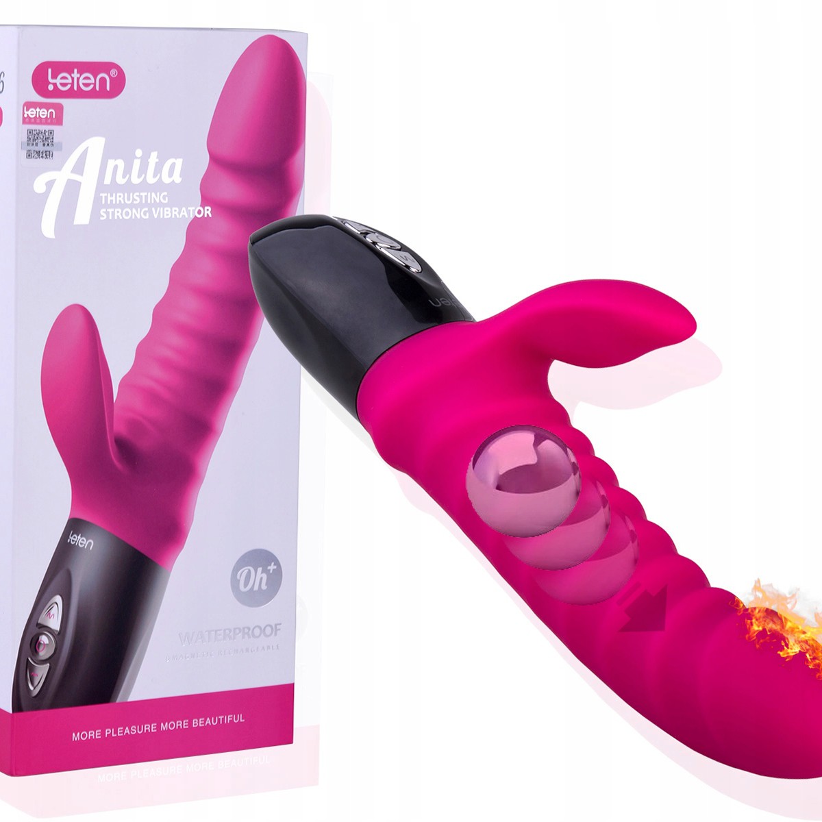 Dương vật giả rung thụt,phát nhiệt Leten Anita pin sạc