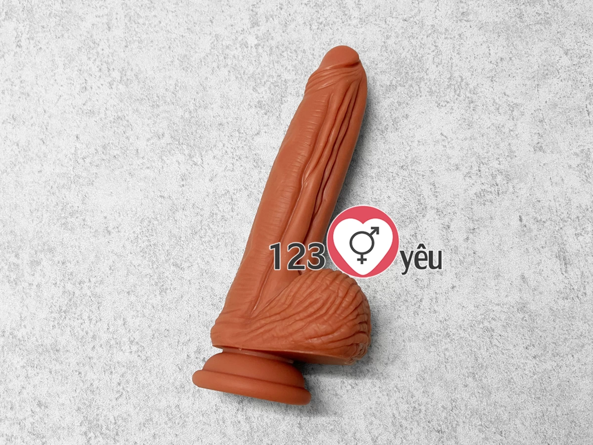 Dương vật giả g&acirc;n guốc cỡ trung c&oacute; đế