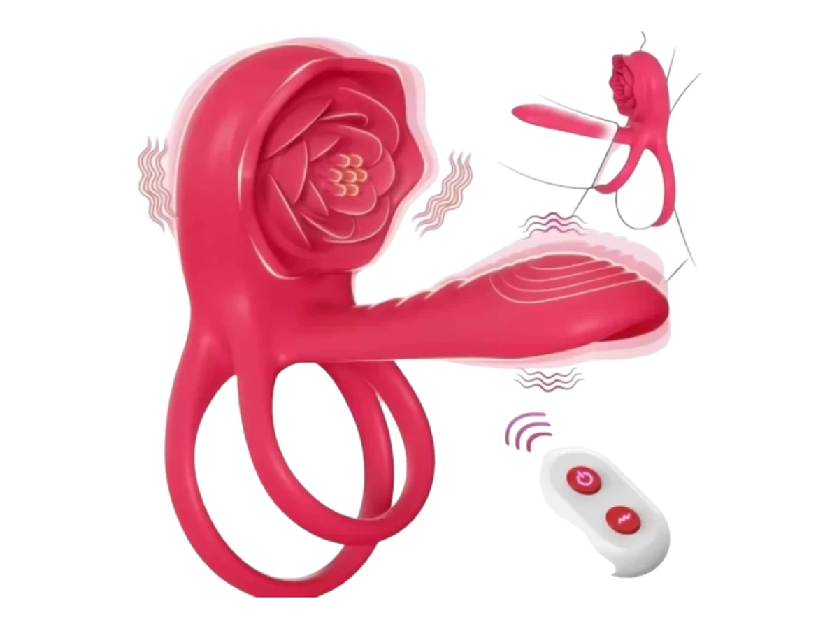 Vòng đeo dương vật Love hoa hồng có điều khiển