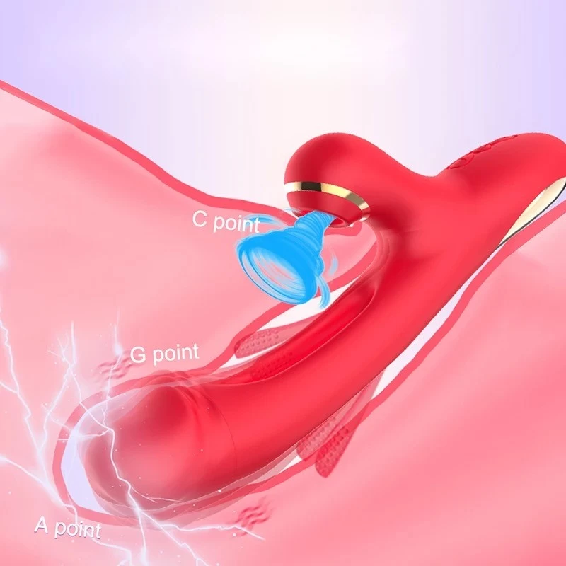 Dương vật 3 trong 1 rung hút đá lưỡi độc đáo