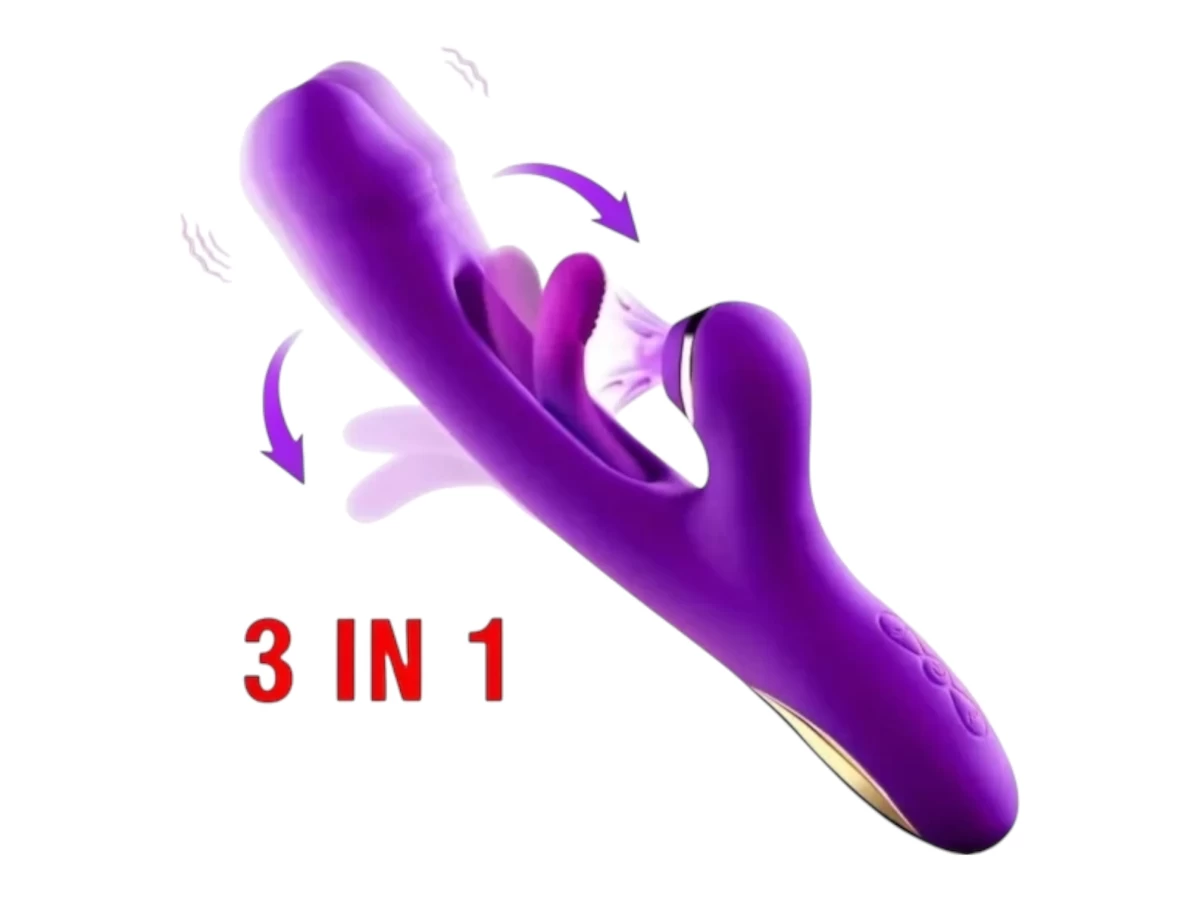 Dương vật 3 trong 1 rung hút đá lưỡi độc đáo