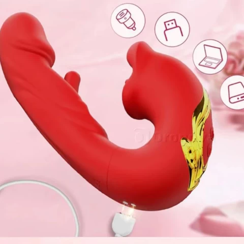 Dương vật giả rung-đá lưỡi-miệng liếm mút A RED LIP