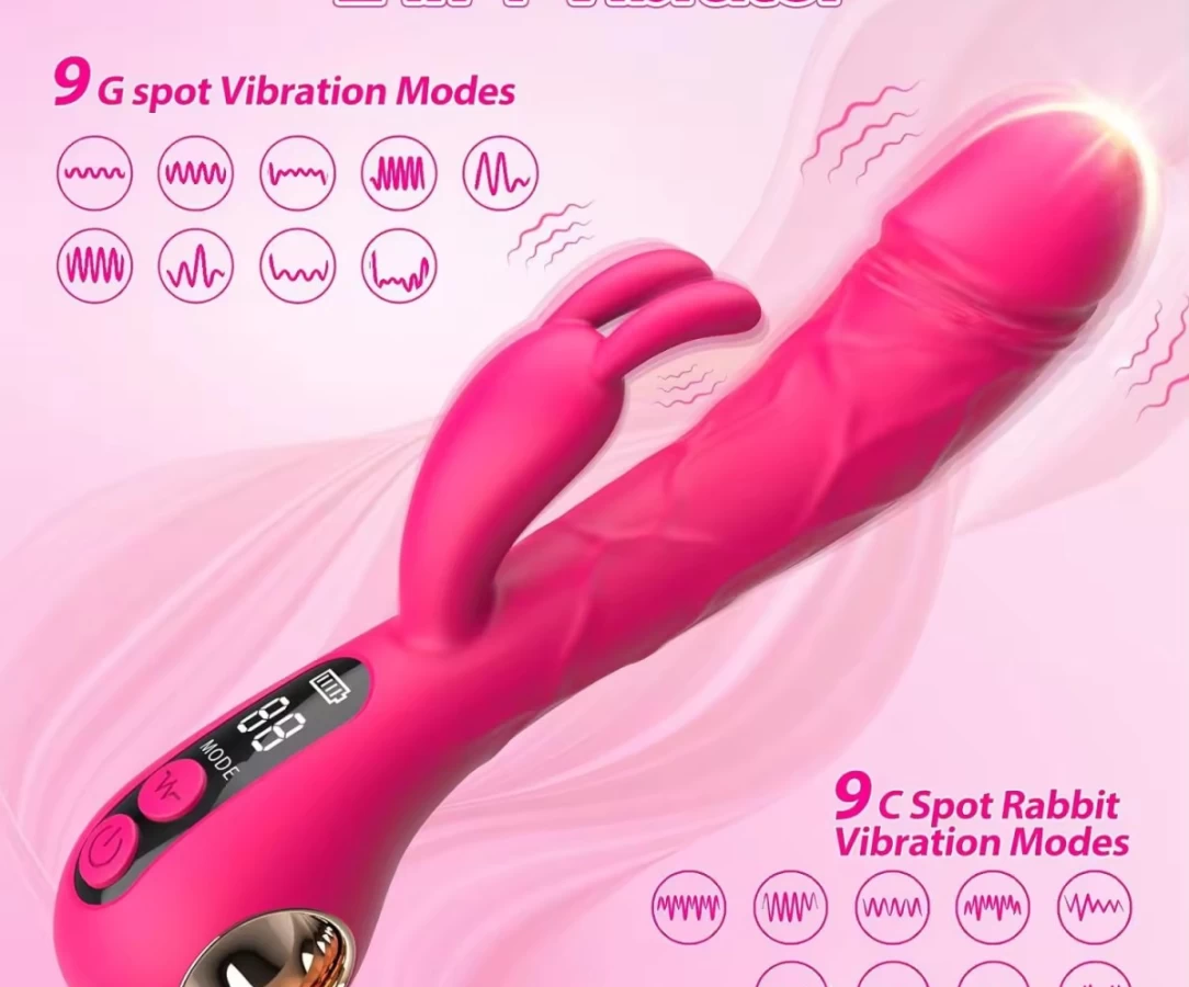 Máy massage điểm G- 2 nhánh rung kích thích Rabbit màn hình LED