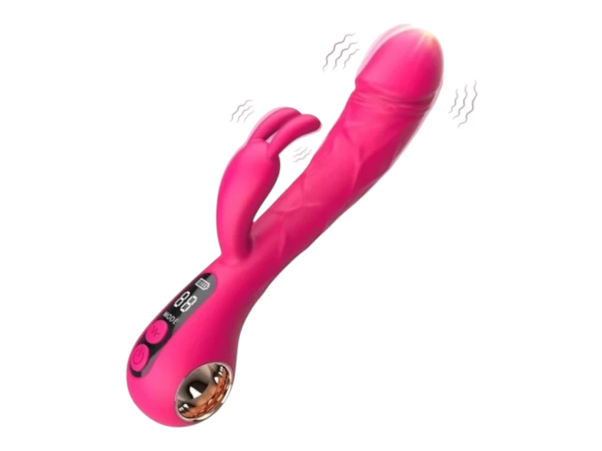 Máy massage điểm G- 2 nhánh rung kích thích Rabbit màn hình LED