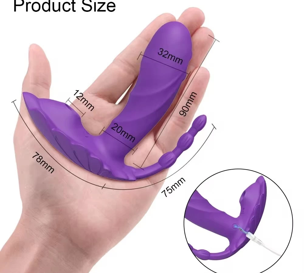 Dương Vật Wearable Vibrator Rung 3 Đầu 10 Chế độ