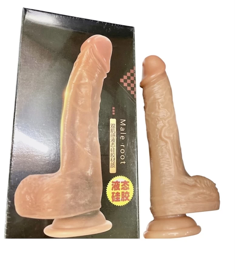 Dương vật giả có đế Male root rung, thụt, phát nhiệt siêu mềm