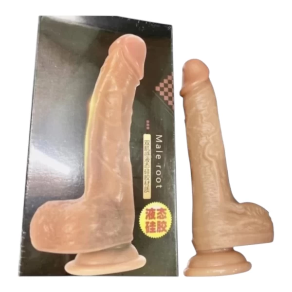 Dương vật giả có đế Male root rung, thụt, phát nhiệt siêu mềm