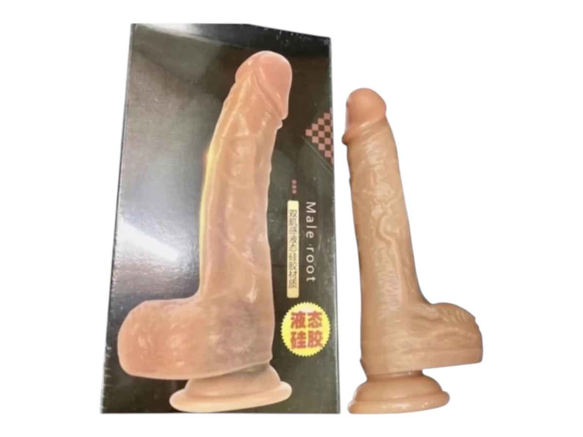 Dương vật giả có đế Male root rung, thụt, phát nhiệt siêu mềm