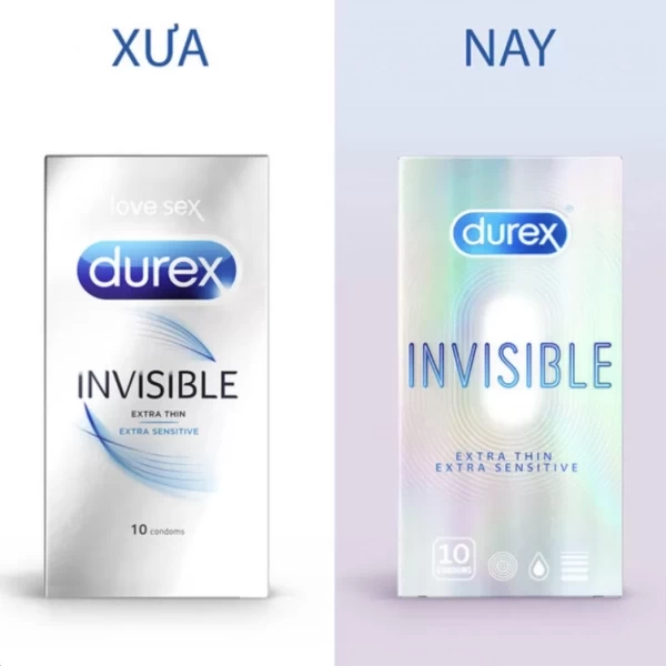 Bao cao su Durex invisible 10 cái siêu mỏng