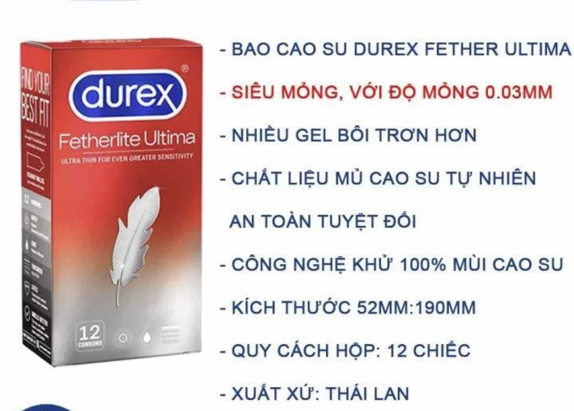 Bao cao su Durex đỏ 12 cái