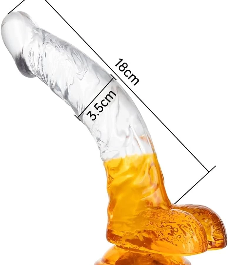 Dương vật trong suốt siêu mềm cong nhiều màu