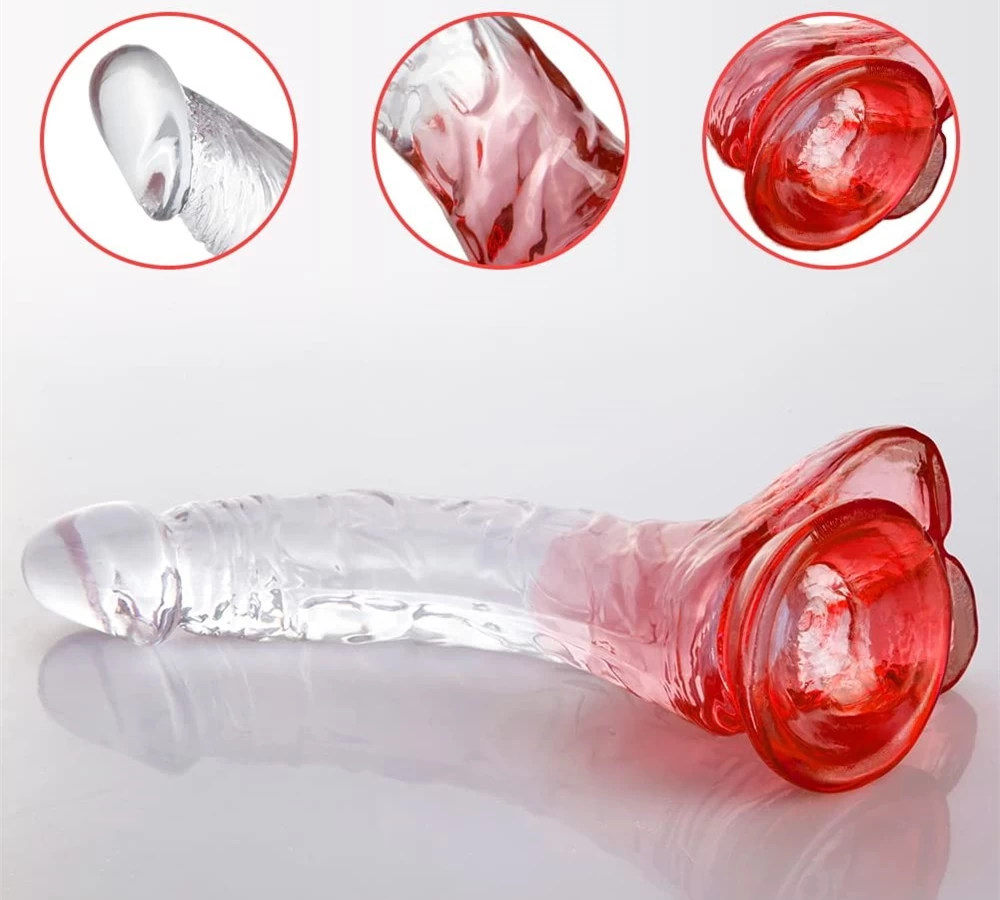 Dương vật trong suốt siêu mềm cong nhiều màu