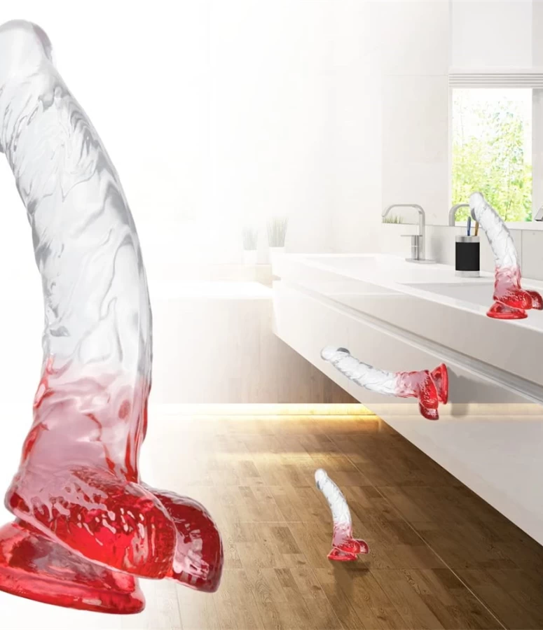 Dương vật trong suốt siêu mềm cong nhiều màu