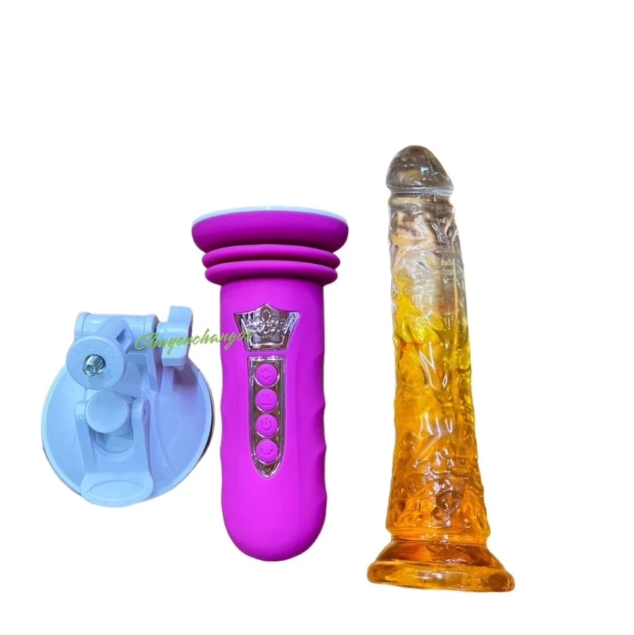 Đế gắn dương vật rung thụt pin sạc(tặng kèm dương vật nhiều màu)