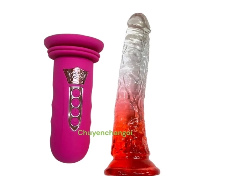 Đế gắn dương vật rung thụt pin sạc(tặng kèm dương vật nhiều màu)