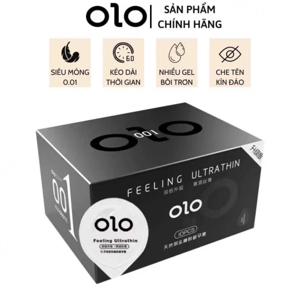 Bao cao su Olo siêu mỏng 0.01mm hộp 10 bao