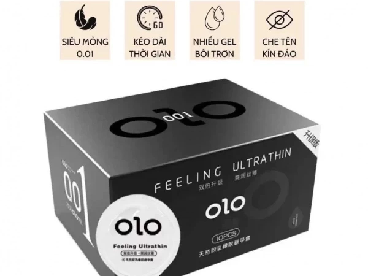 Bao cao su Olo siêu mỏng 0.01mm hộp 10 bao