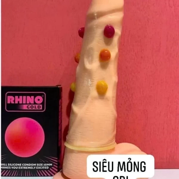 Com bo 3 hộp bao cao su 9 bi Rhino kèm gel bôi trơn