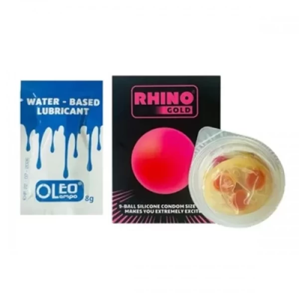 Com bo 3 hộp bao cao su 9 bi Rhino kèm gel bôi trơn