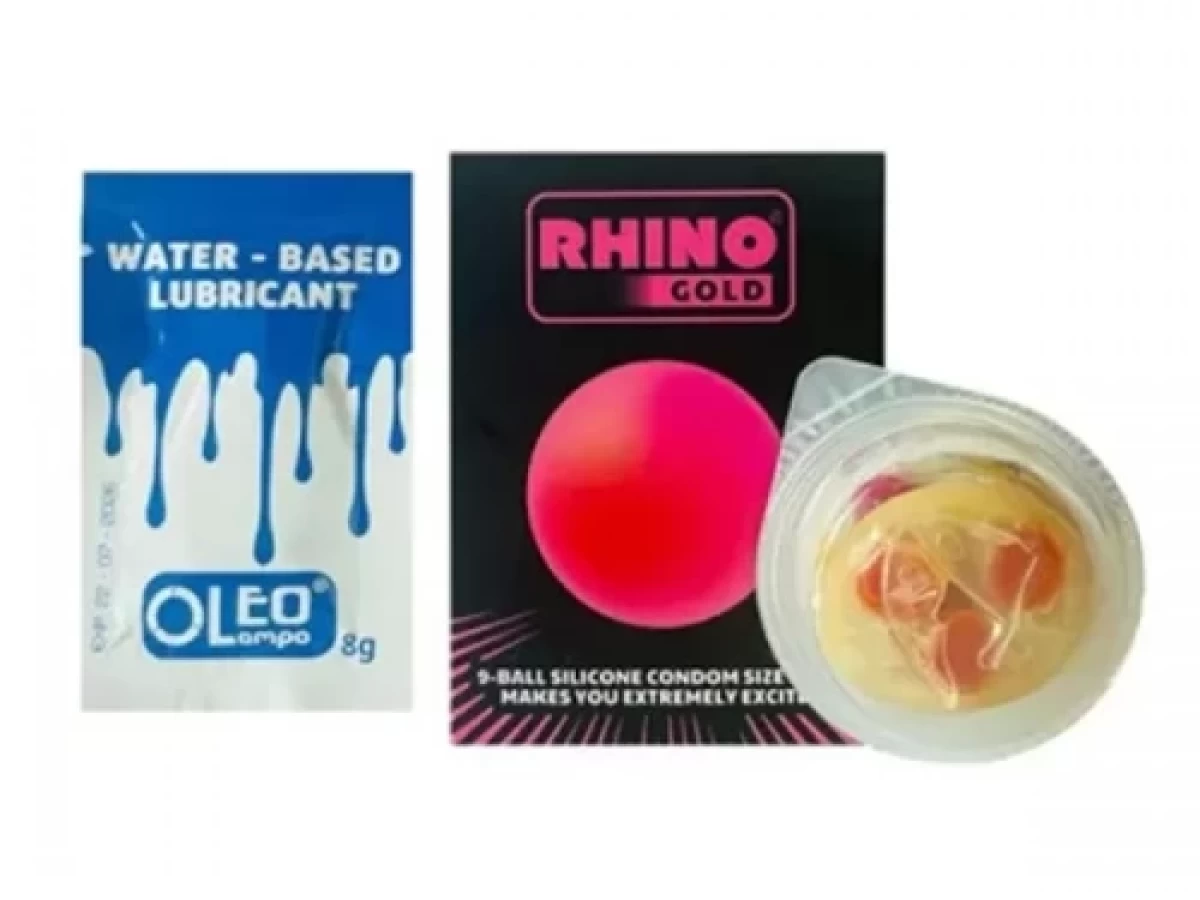 Com bo 3 hộp bao cao su 9 bi Rhino kèm gel bôi trơn