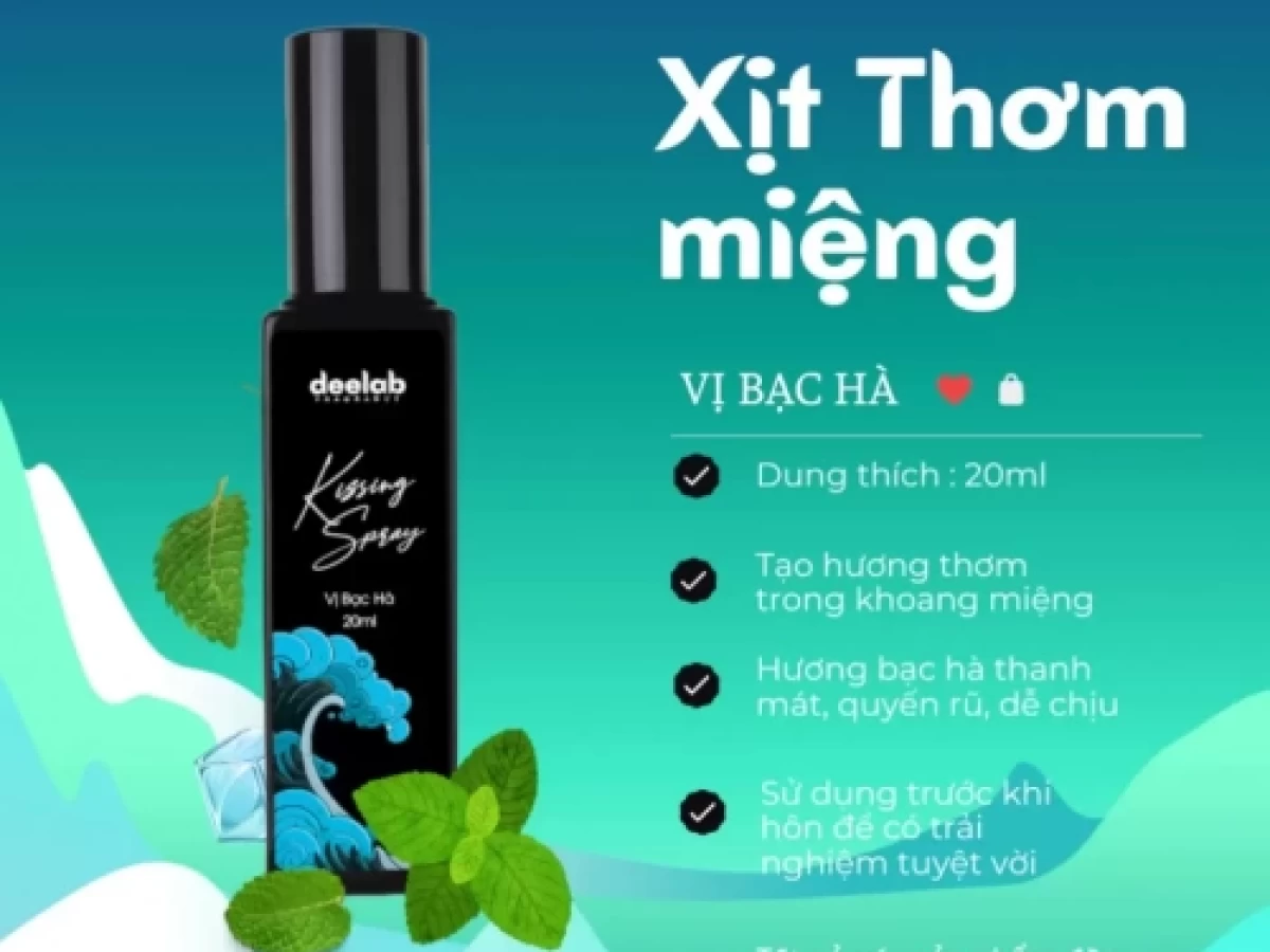 Xịt thơm miệng Bạc Hà cho nụ hôn ngất ngây