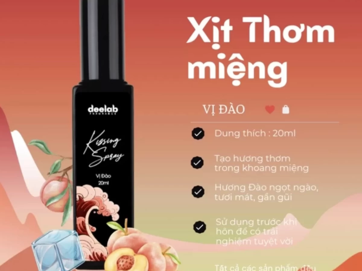 Xịt thơm miệng Hương Đ&agrave;o cho nụ h&ocirc;n ngọt ng&agrave;o