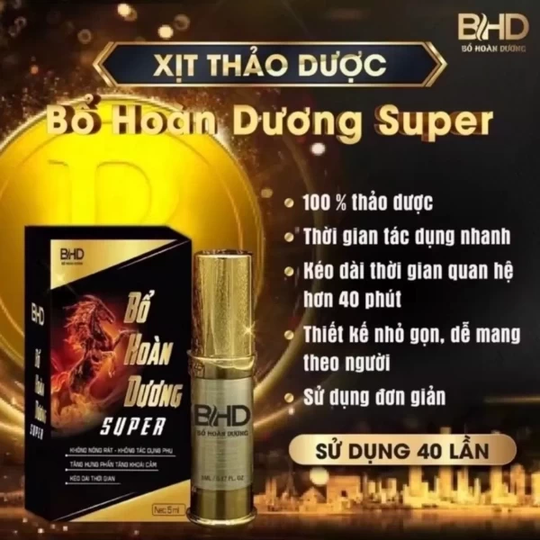 Chai xịt tăng hưng phấn, chống xuất tinh sớm Bổ Hoàn Dương Supre 5ml