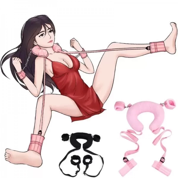 Bộ bạo dâm khóa tay chân có gối kê đầu êm ái