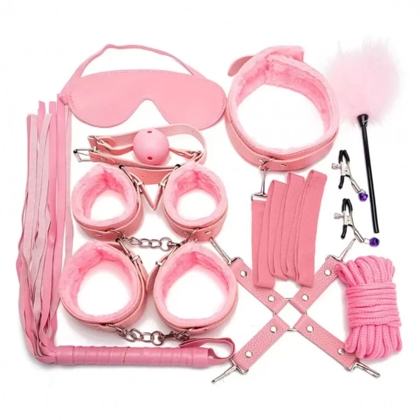 Đồ chơi bạo dâm nhiều món da mịn, lông mềm cực hot màu hồng
