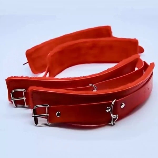 Đồ chơi bạo dâm nhiều món da mịn, lông mềm màu đỏ