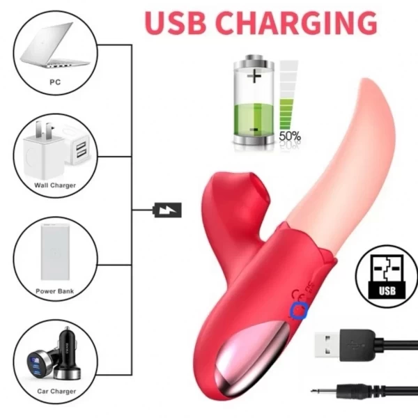 Lưỡi Hoa Hồng liếm hút rung cực mạnh LHH24