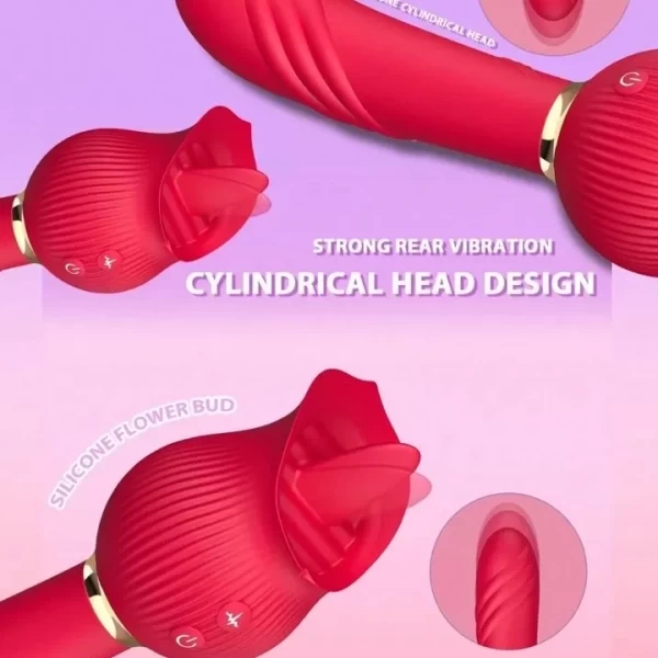 Chày rung thụt Hoa Hồng kết hợp lưỡi liếm cực phê