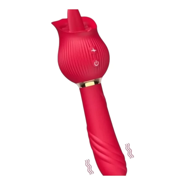 Chày rung thụt Hoa Hồng kết hợp lưỡi liếm cực phê