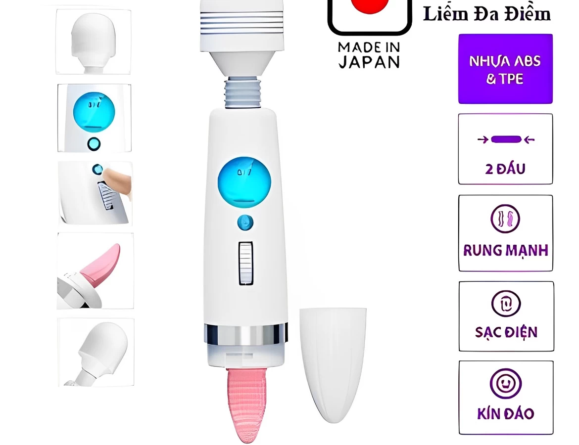 Chày rung lưỡi liếm massa điểm G 2 đầu ngụy trang sang trọng tinh tế