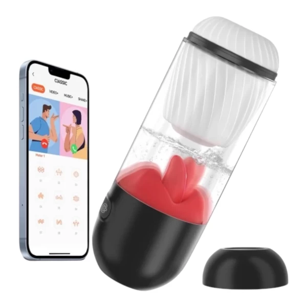 Máy thủ dâm cao cấp rung liếm làm lạnh và ấm Điều Khiển qua app