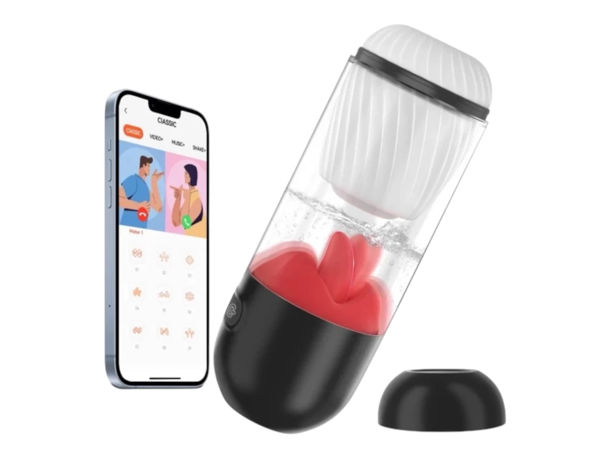 Máy thủ dâm cao cấp rung liếm làm lạnh và ấm Điều Khiển qua app