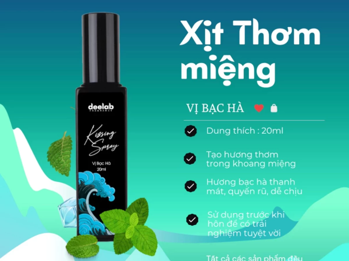 Xịt thơm miệng Bạc Hà cho nụ hôn ngất ngây