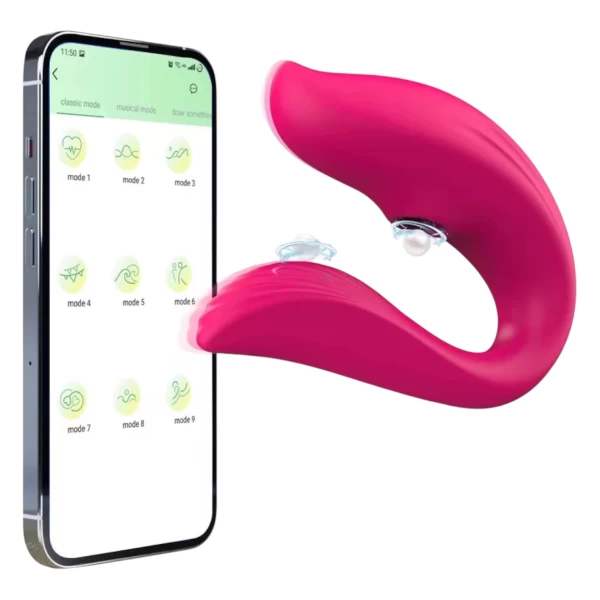 Máy massager rung hút hình chữ c điều khiển app