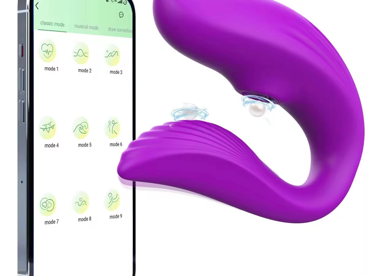 Máy massager rung hút hình chữ c điều khiển app