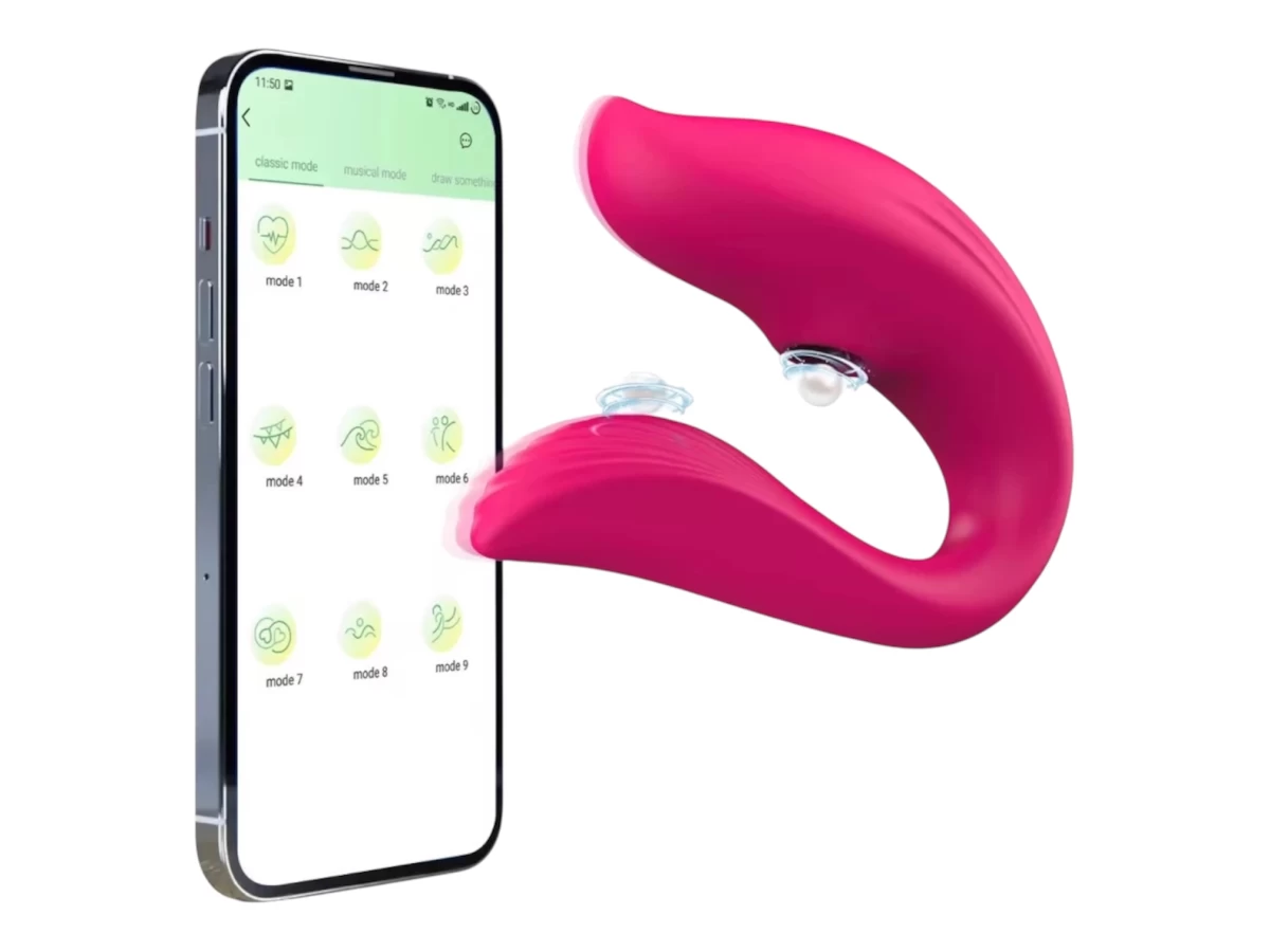 Máy massager rung hút hình chữ c điều khiển app